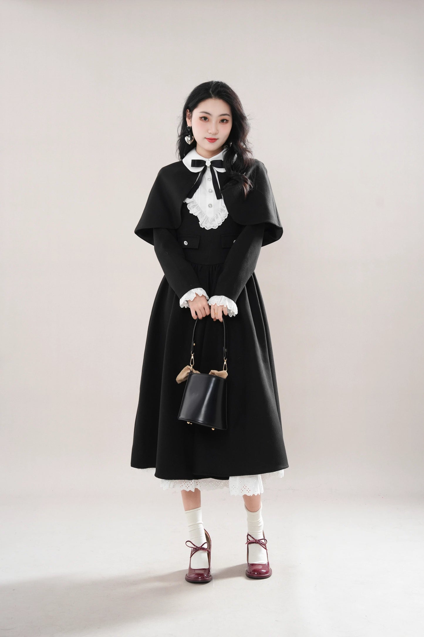 Kuromi Capelet Midi Dress (Black)