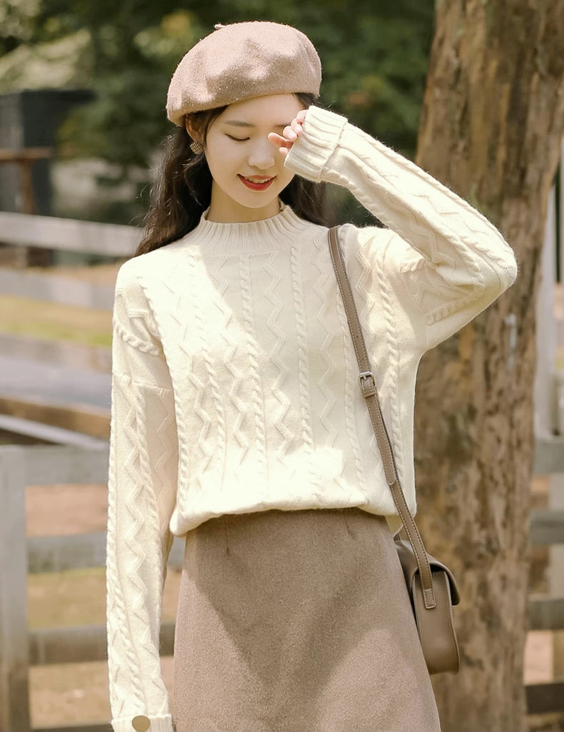 Ziggy Mock Neck Sweater (Cream)