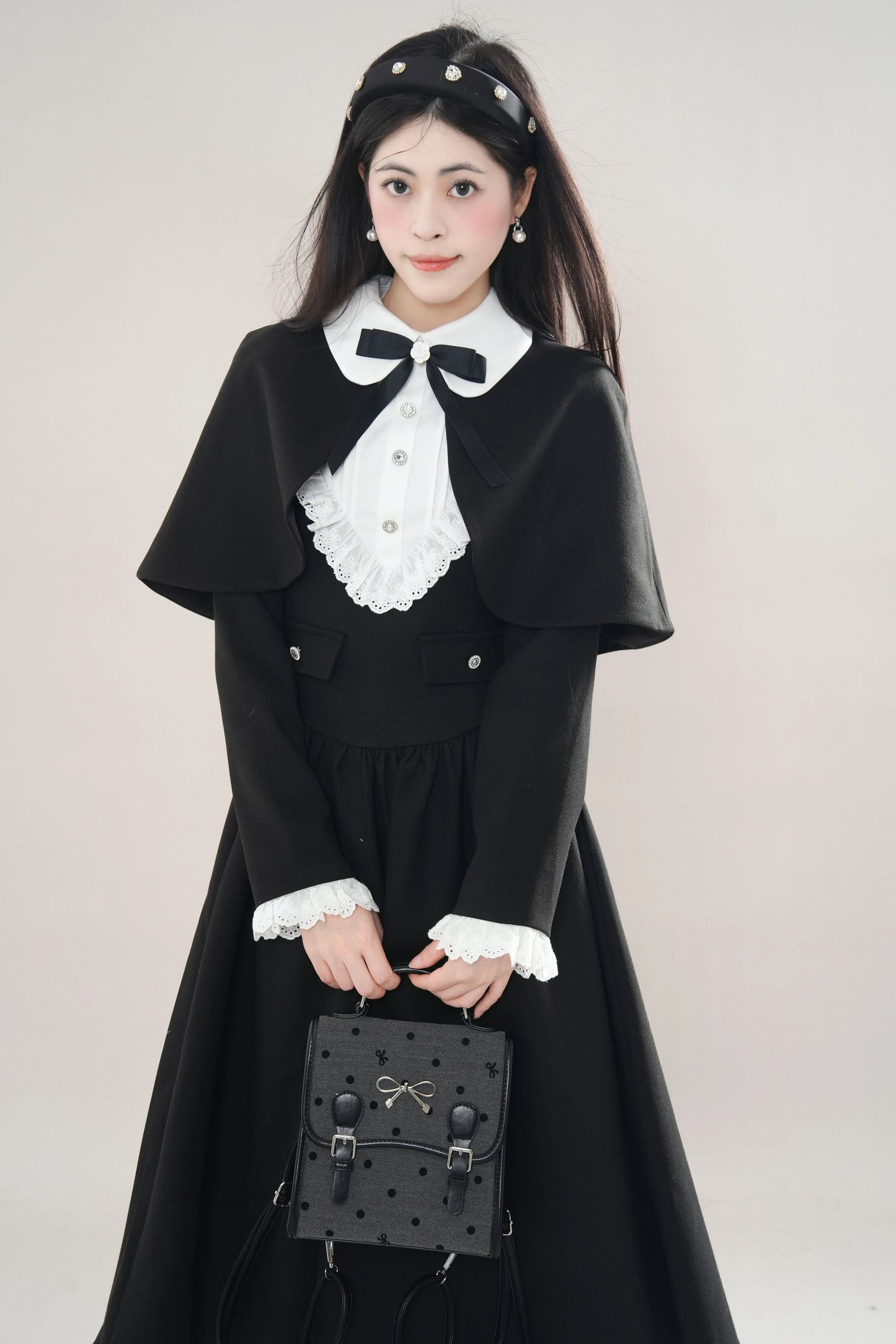 Kuromi Capelet Midi Dress (Black)
