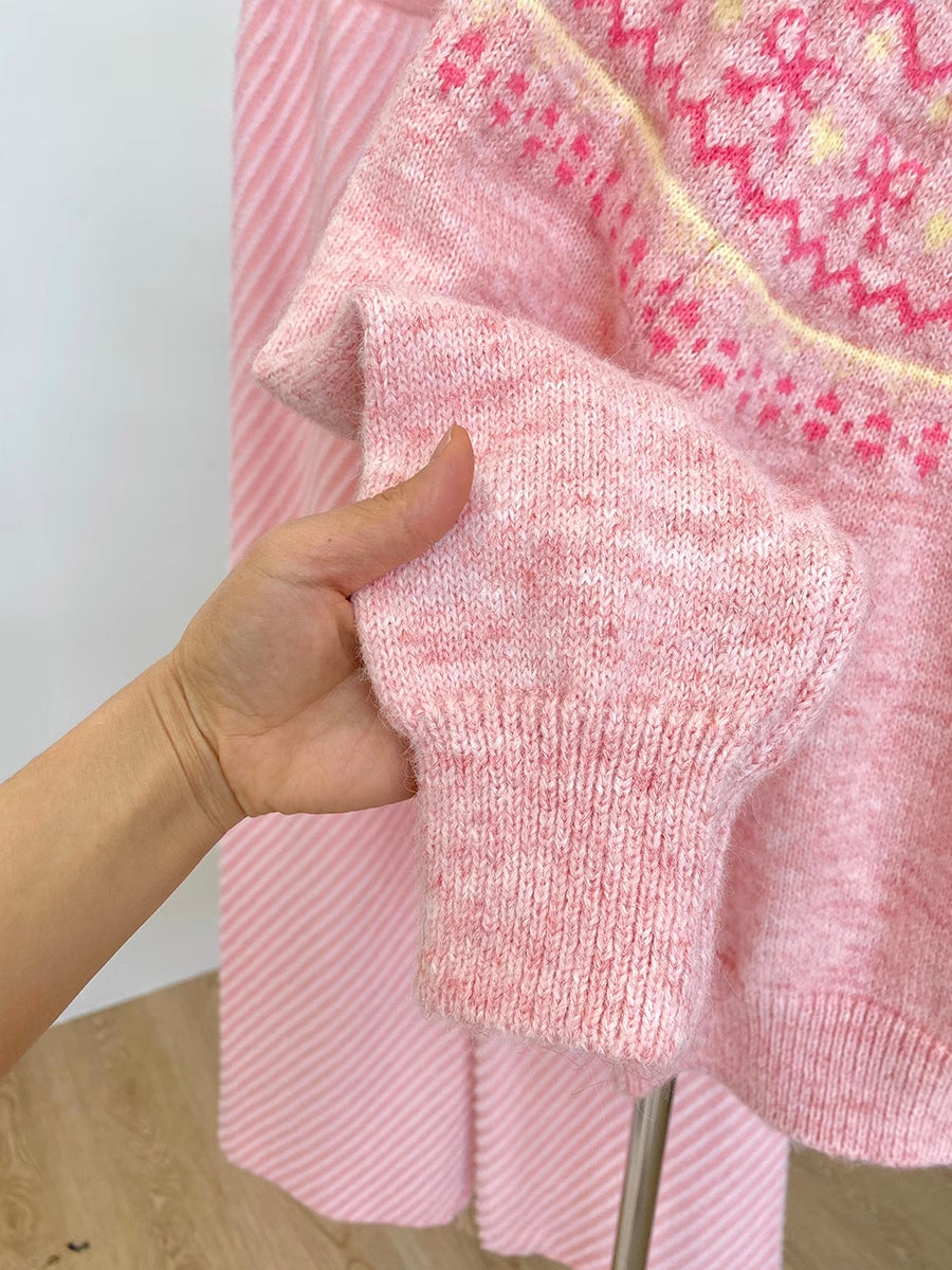Candy Bow Fair Isle Cardigan (3 Colors)