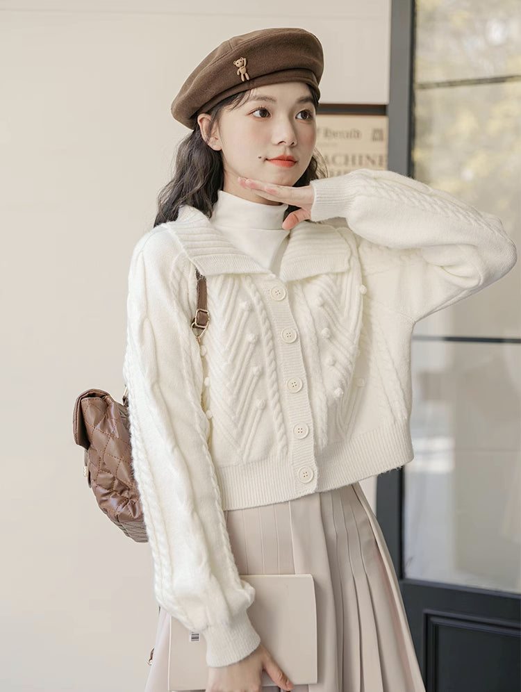 Pom Pom Polo Cardigan (2 Colors)