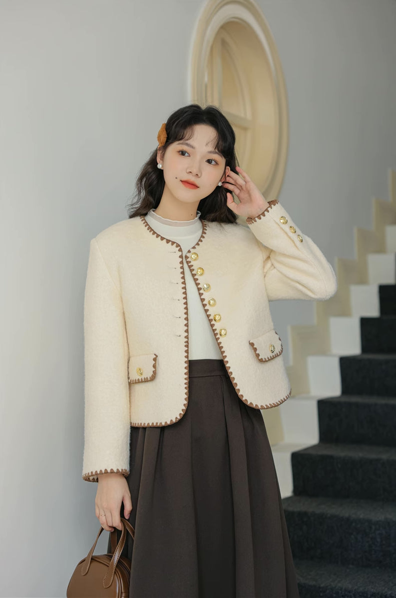Boucle Tweed Jacket (Cream)