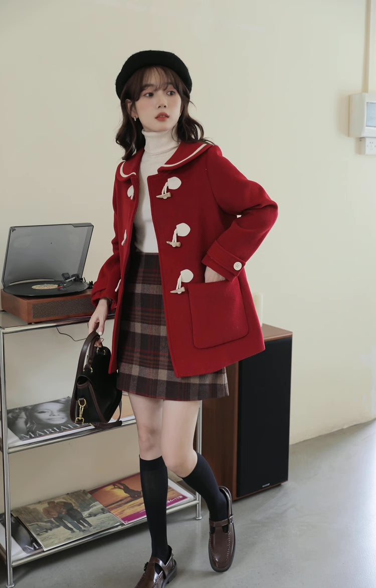 Peter Pan Collar Toggle Duffle Coat (2 Colors)