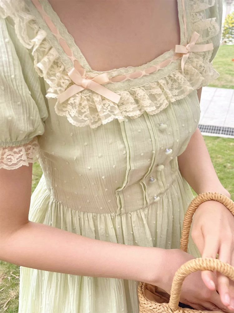 Sorbet Lace Midi Dress (Mint)