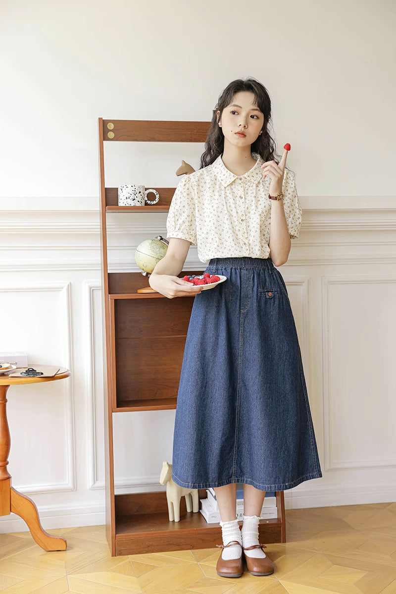 Ditsy Floral Blouse (Beige)