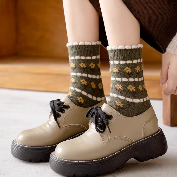 Rustic Daisy Wool Socks (5 Styles)