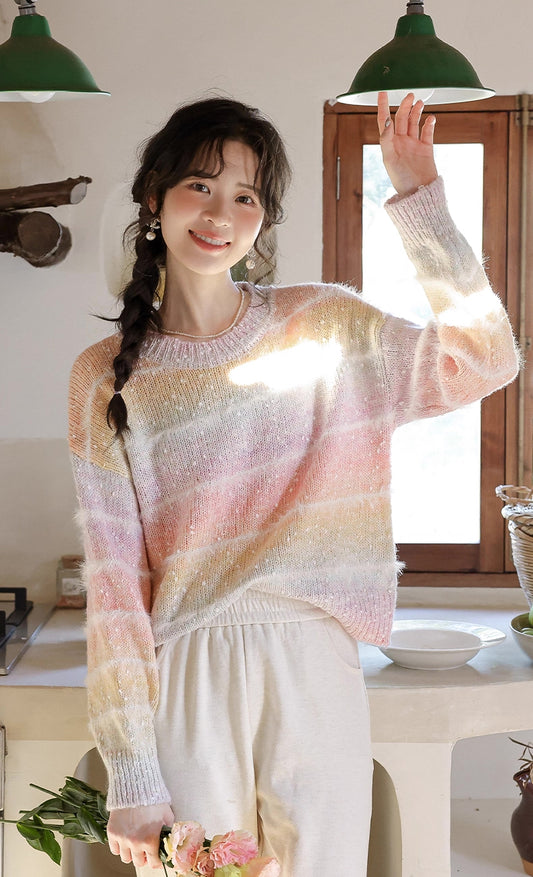 Sherbet Stripe Sweater (Pastel Rainbow)