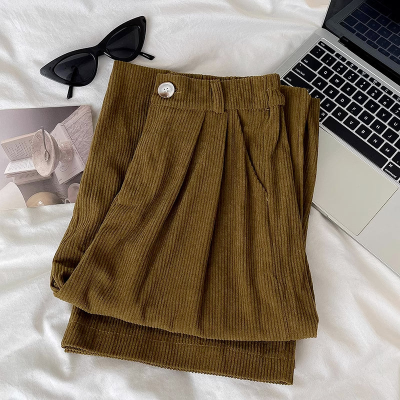 Pleated Corduroy Pants (4 Colors)