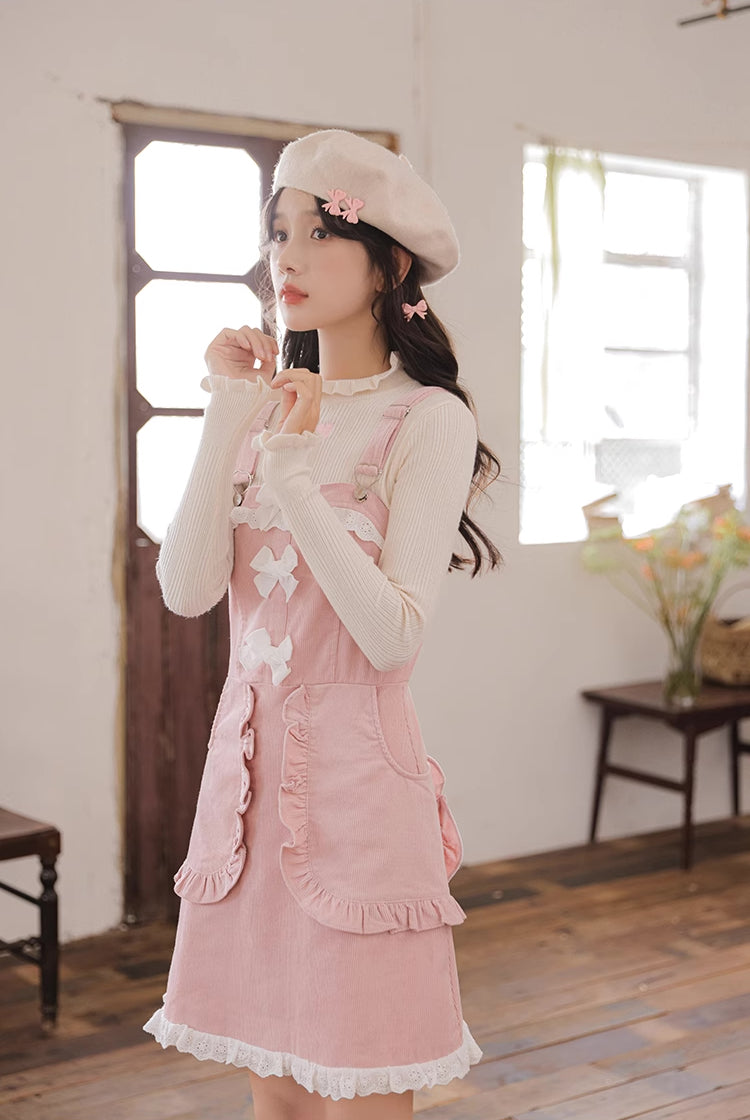 Sweet Little Baker Mini Pinafore Dress (Pink)