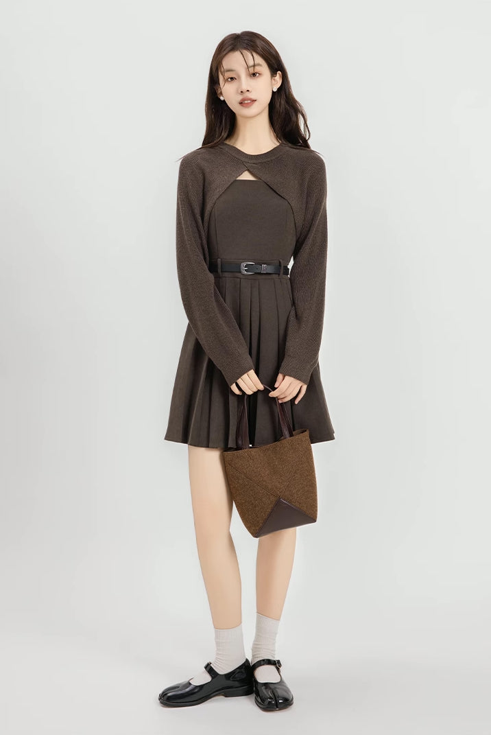 Two-Piece Mini Cami Dress & Sweater Set (2 Colors)