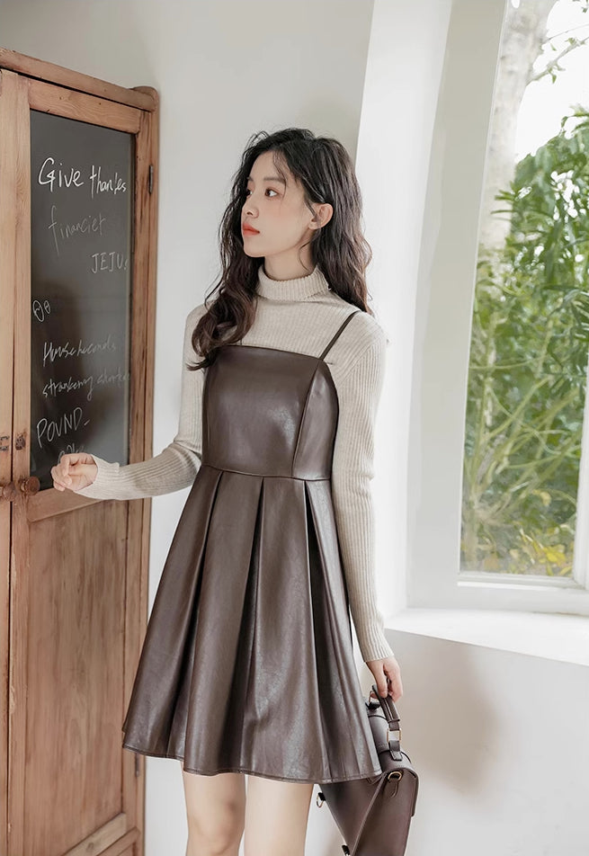 Pleather Mini Cami Dress (2 Colors)