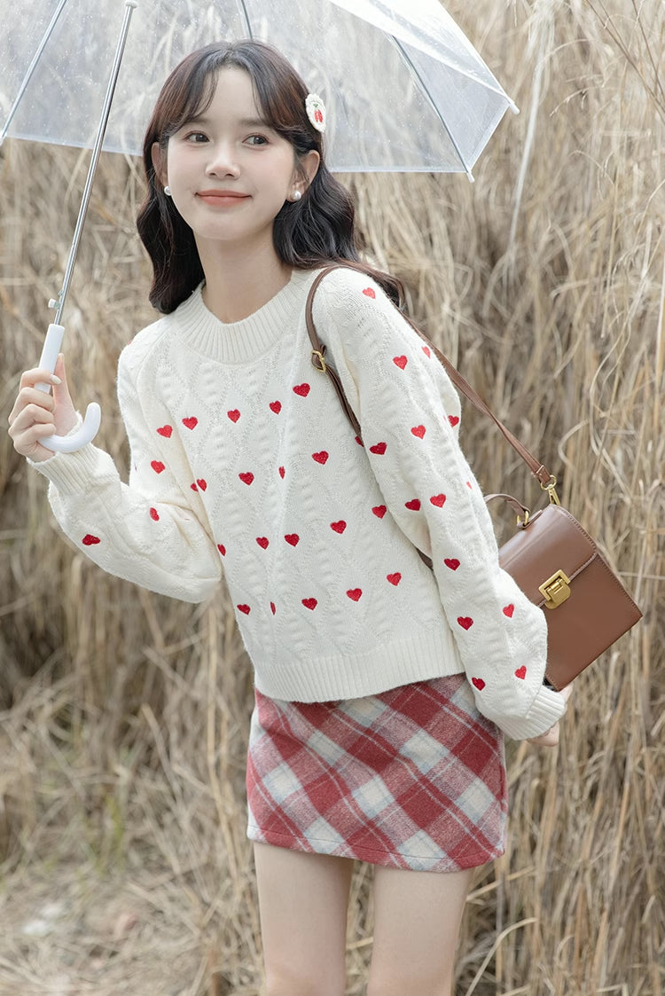 Little Hearts Embroidered Sweater (2 Colors)
