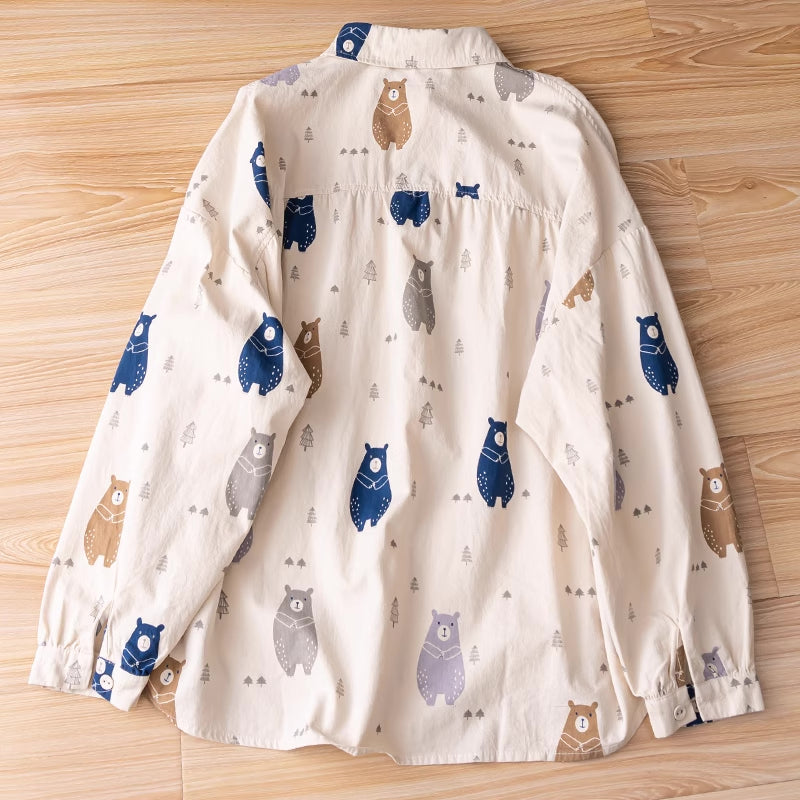 Forest Bear Blouse (Beige)