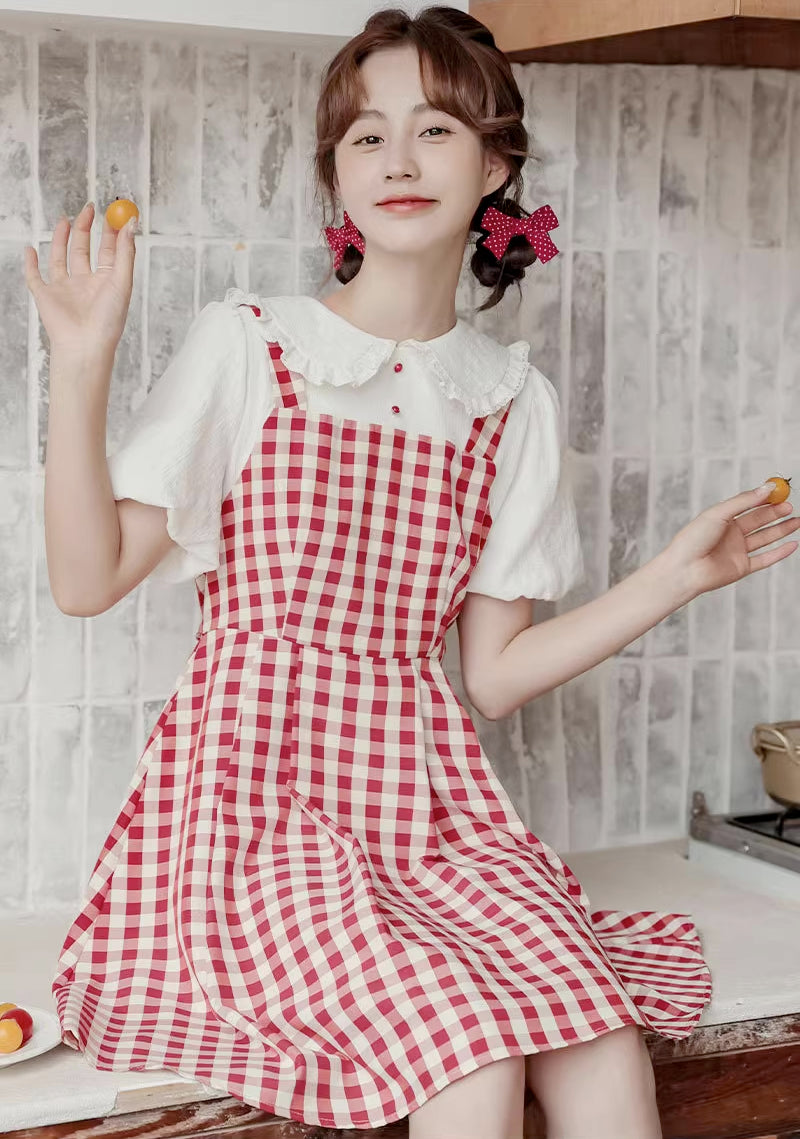 Gingham Twofer Mini Dress (2 Colors)