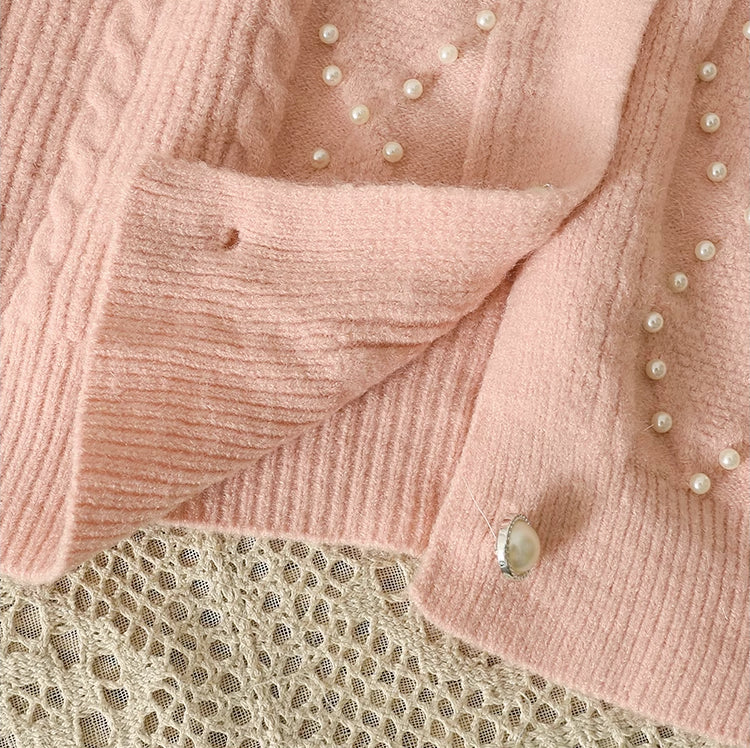 Braided Knit Pearl Cardigan (4 Colors)