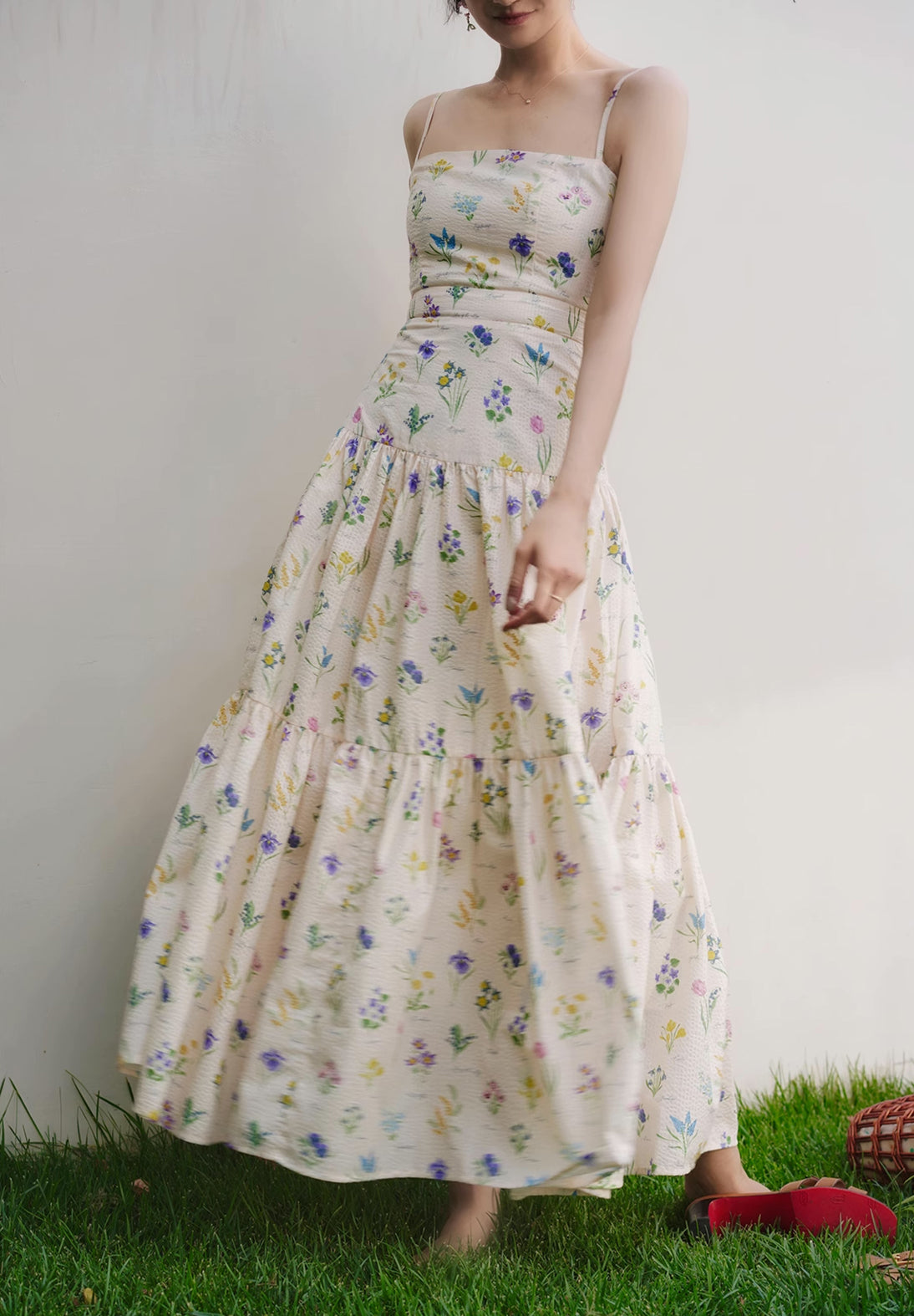 Floral Poetry Cami Maxi Dress (White)