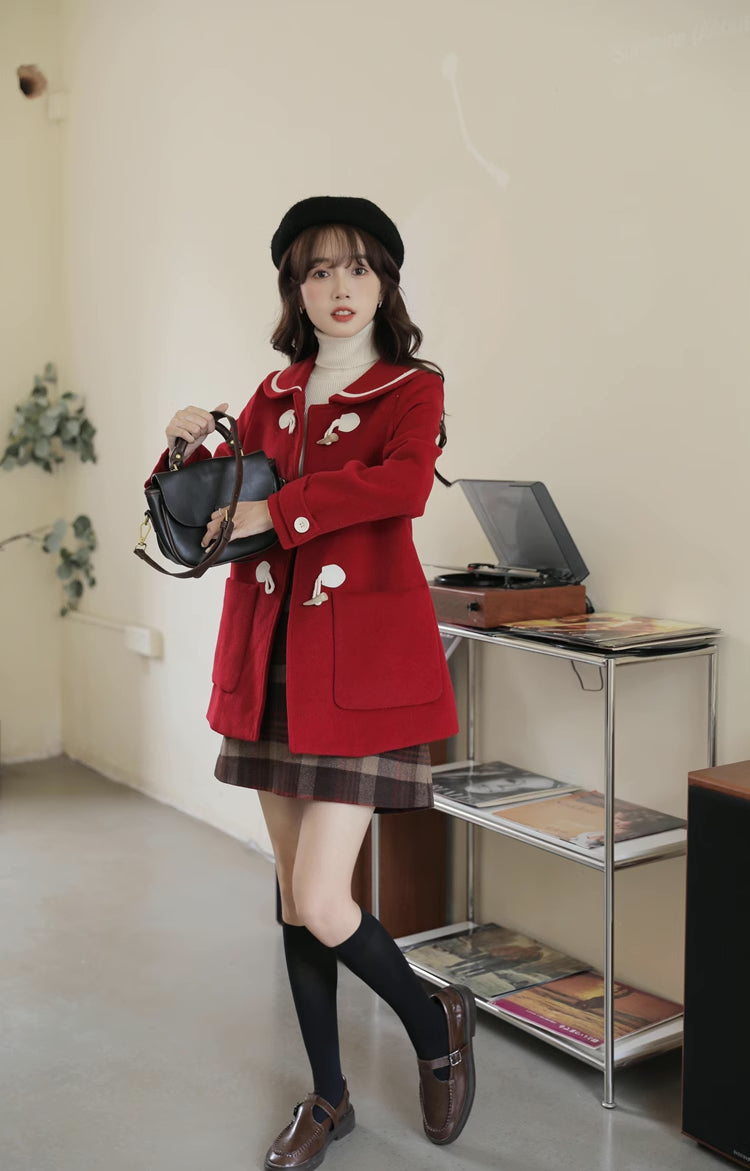 Peter Pan Collar Toggle Duffle Coat (2 Colors)