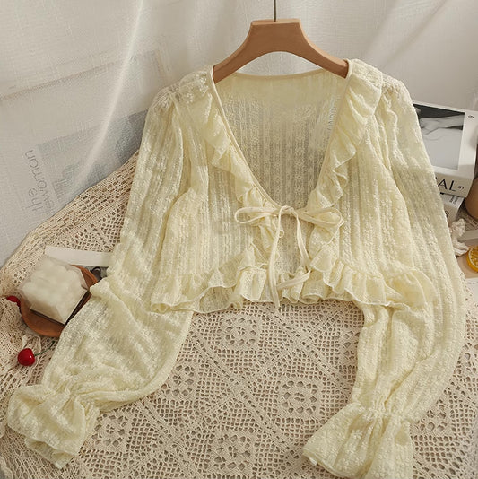 Sheer Floral Lace Tie Cardigan (3 Colors)