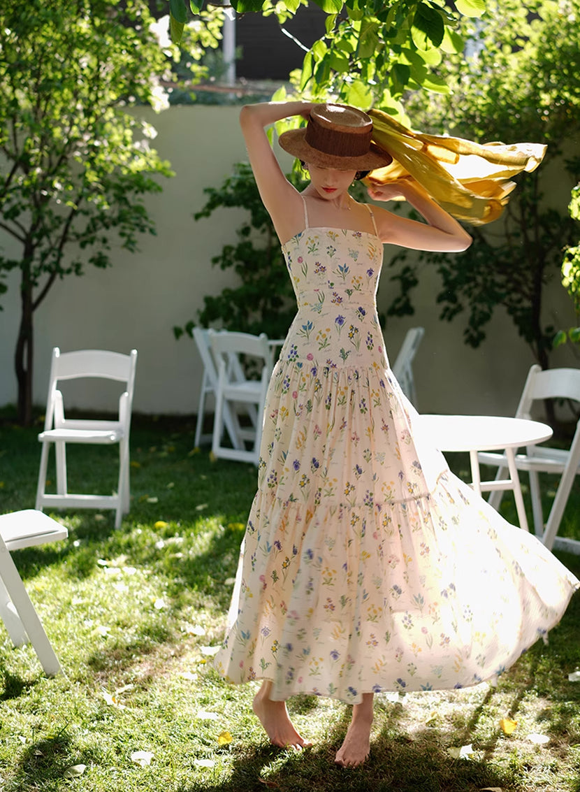 Floral Poetry Cami Maxi Dress (White)