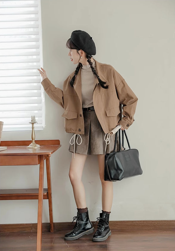 Cropped Worker Utility Jacket (2 Colors)