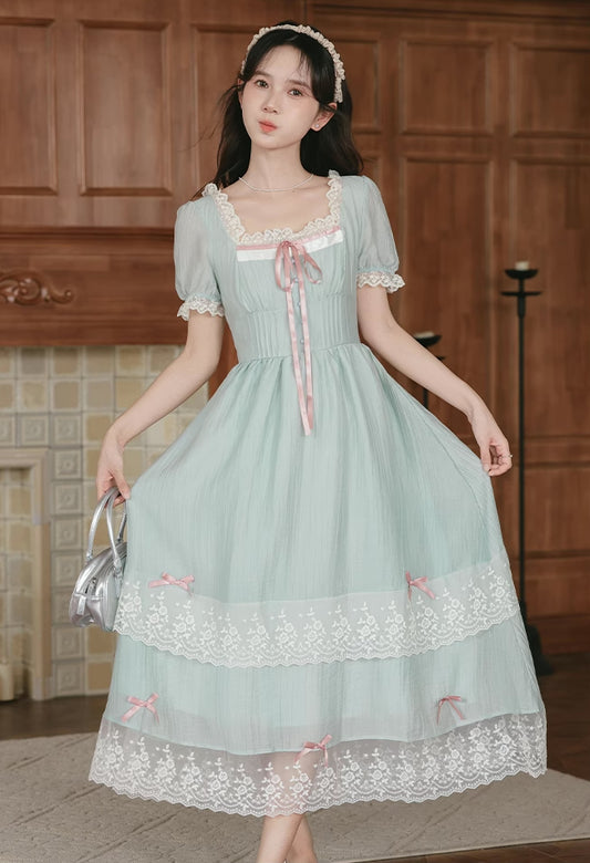 Sorbet Bow Midi Dress (Mint)
