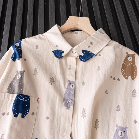 Forest Bear Blouse (Beige)