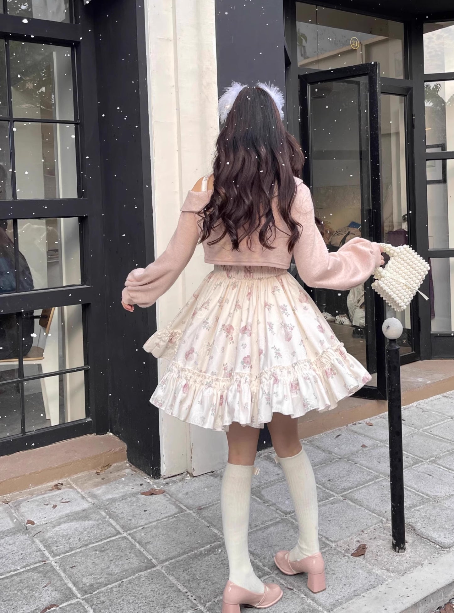 Sweet Rose Mini Dress (White/Pink)