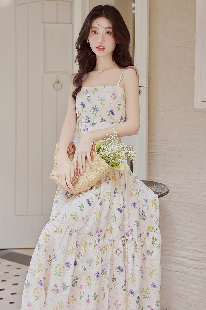 Floral Poetry Cami Maxi Dress (White)