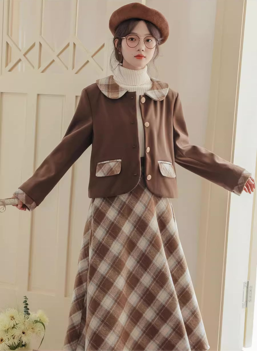 Toasted Plaid Tweed Midi Set (2 Colors)