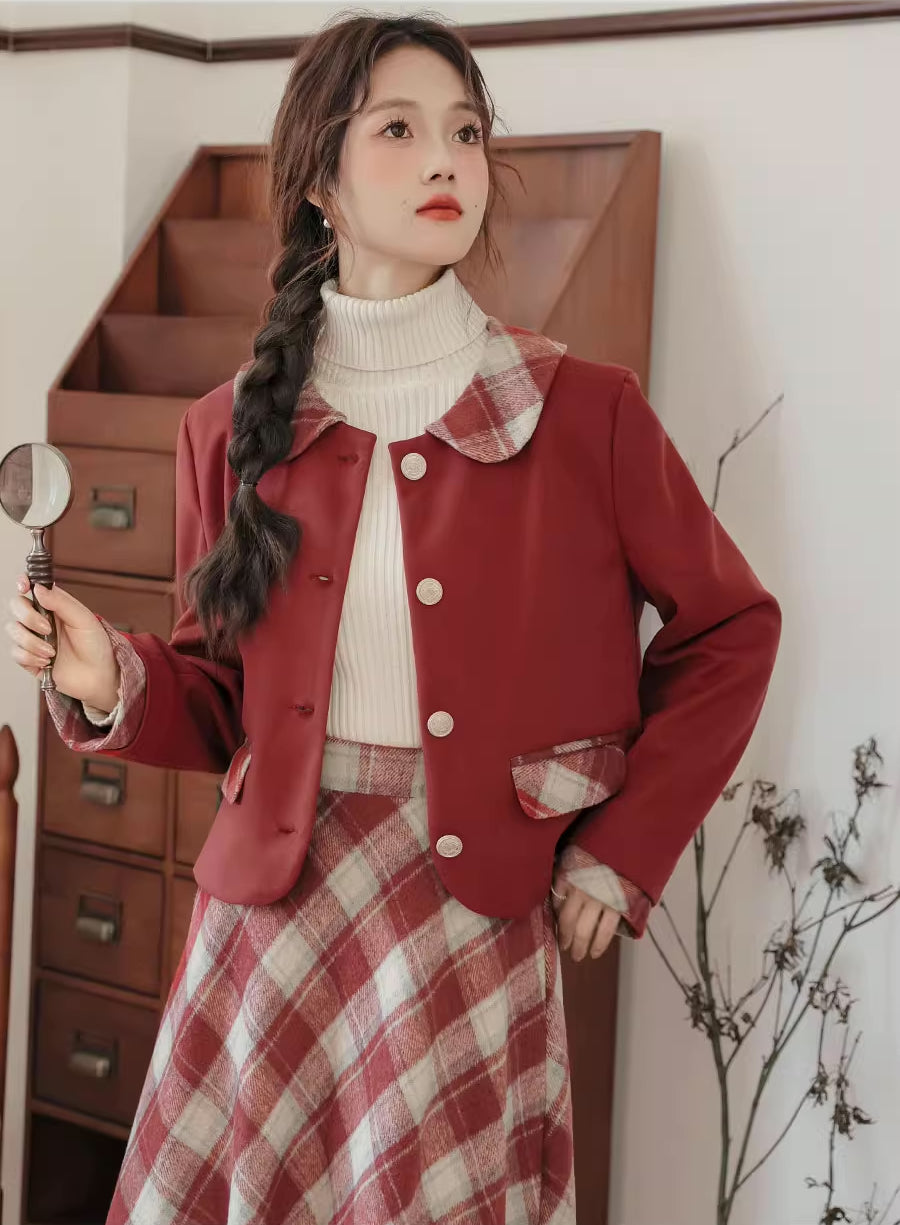 Toasted Plaid Tweed Midi Set (2 Colors)