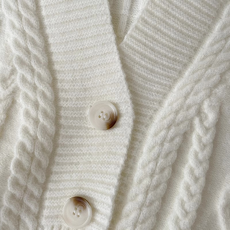 Pastel Cropped Cable Knit Cardigan (4 Colors)