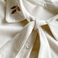 Leafy Corduroy Tie-Neck Blouse (Cream)