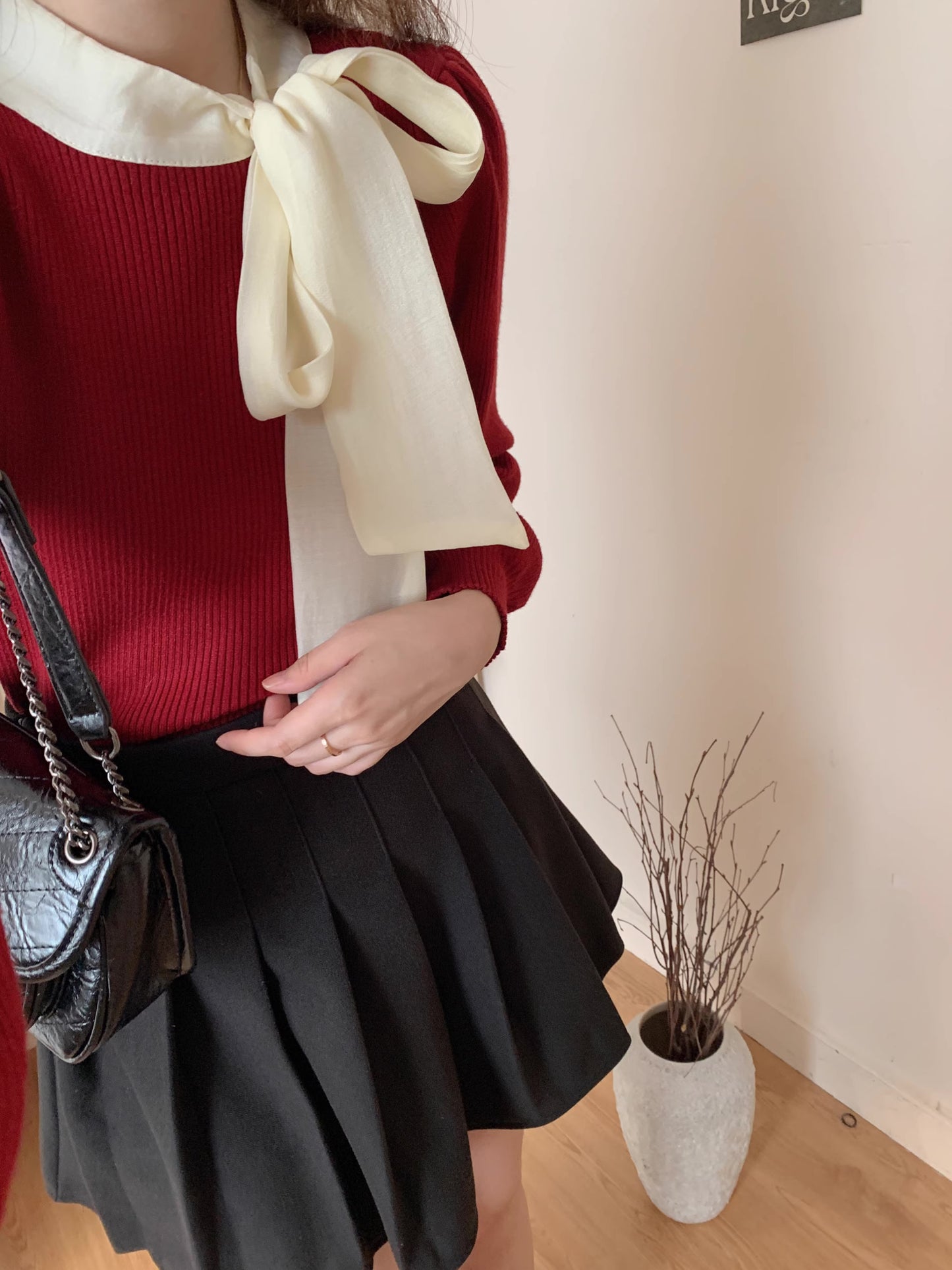 Tie Neck Puff Sleeve Sweater (5 Colors)