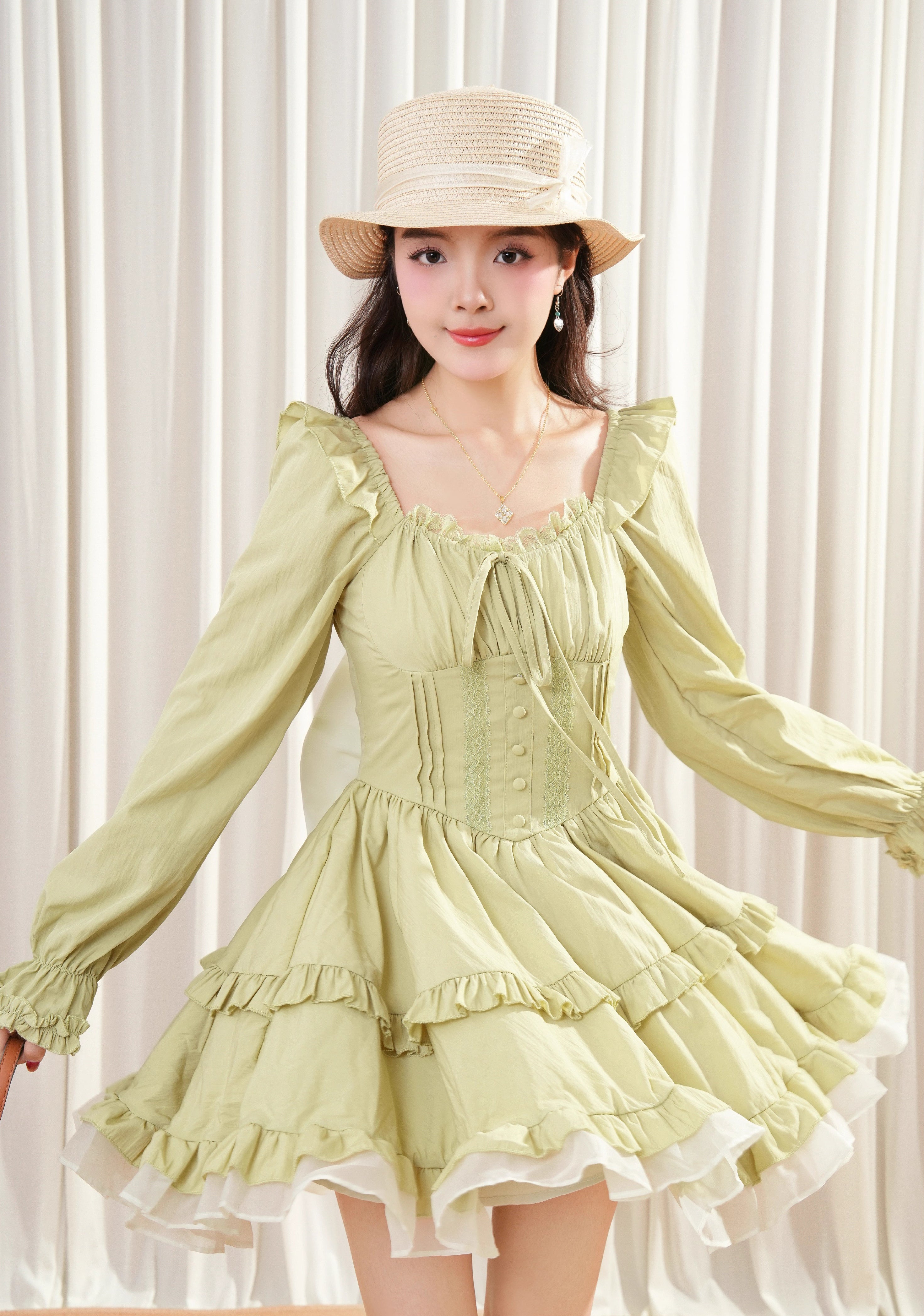 Leafy Gift Mini Dress (Green) L Leafy Gift Mini Dress (Green) L