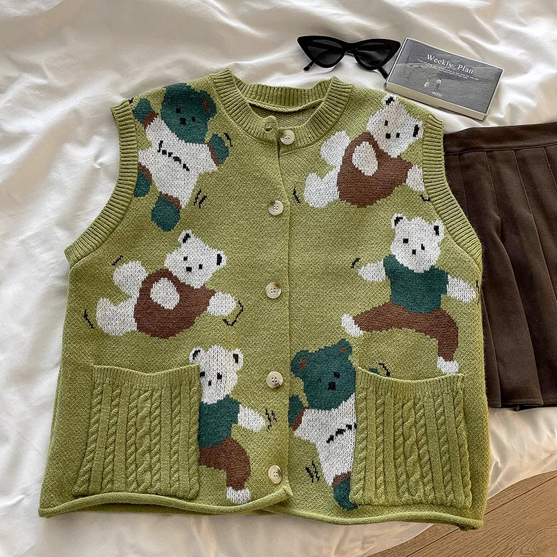 Playful Bears Vest (Green)