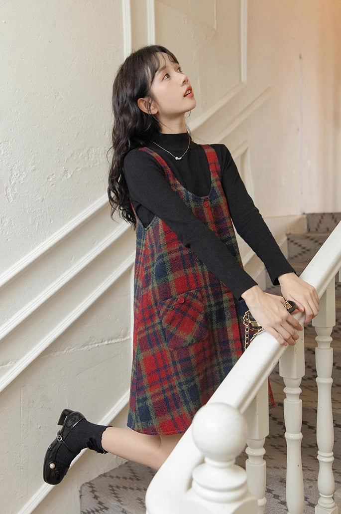 Holly Plaid Mini Dress (Red)