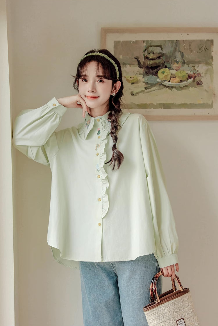 Floral Bouquet Embroidered Blouse (2 Colors)