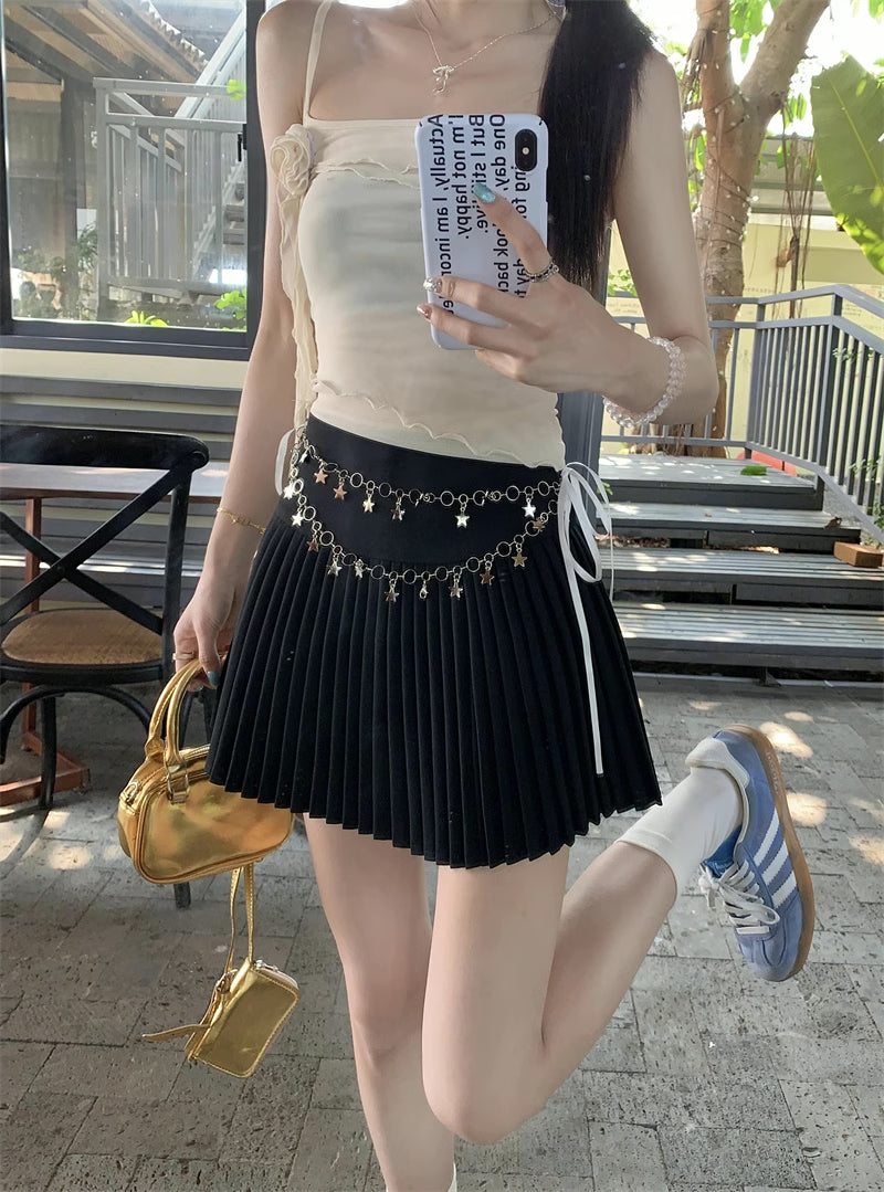 Star Chain Mini Pleated Skirt (4 Colors)