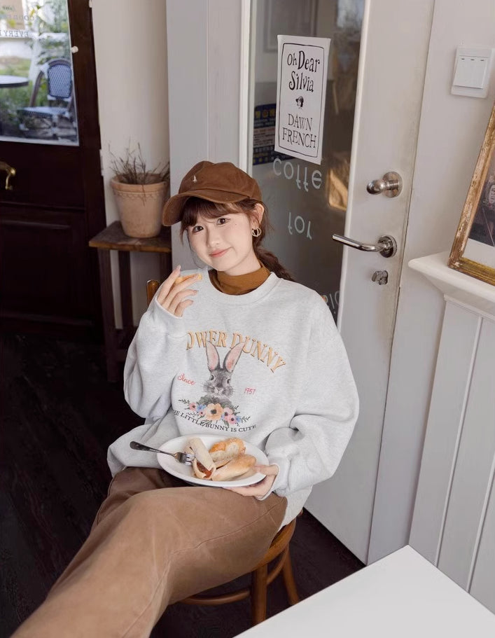 Flower Bunny Sweatshirt (Heather Gray)