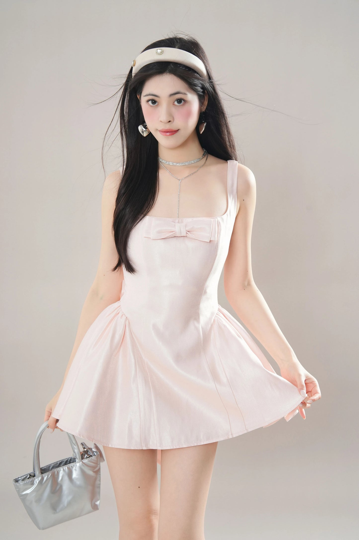 Pirouette Bow Mini Dress (Pink)