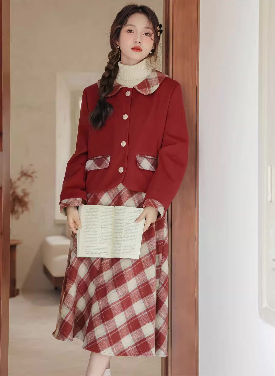 Toasted Plaid Tweed Midi Set (2 Colors)
