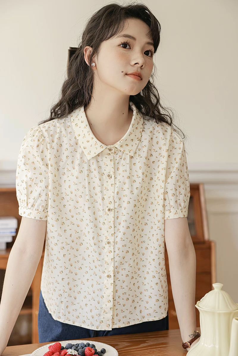 Ditsy Floral Blouse (Beige)