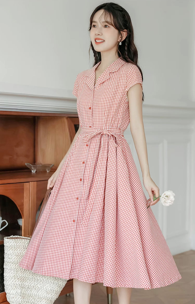 Classic Gingham Shirt Dress (2 Colors)