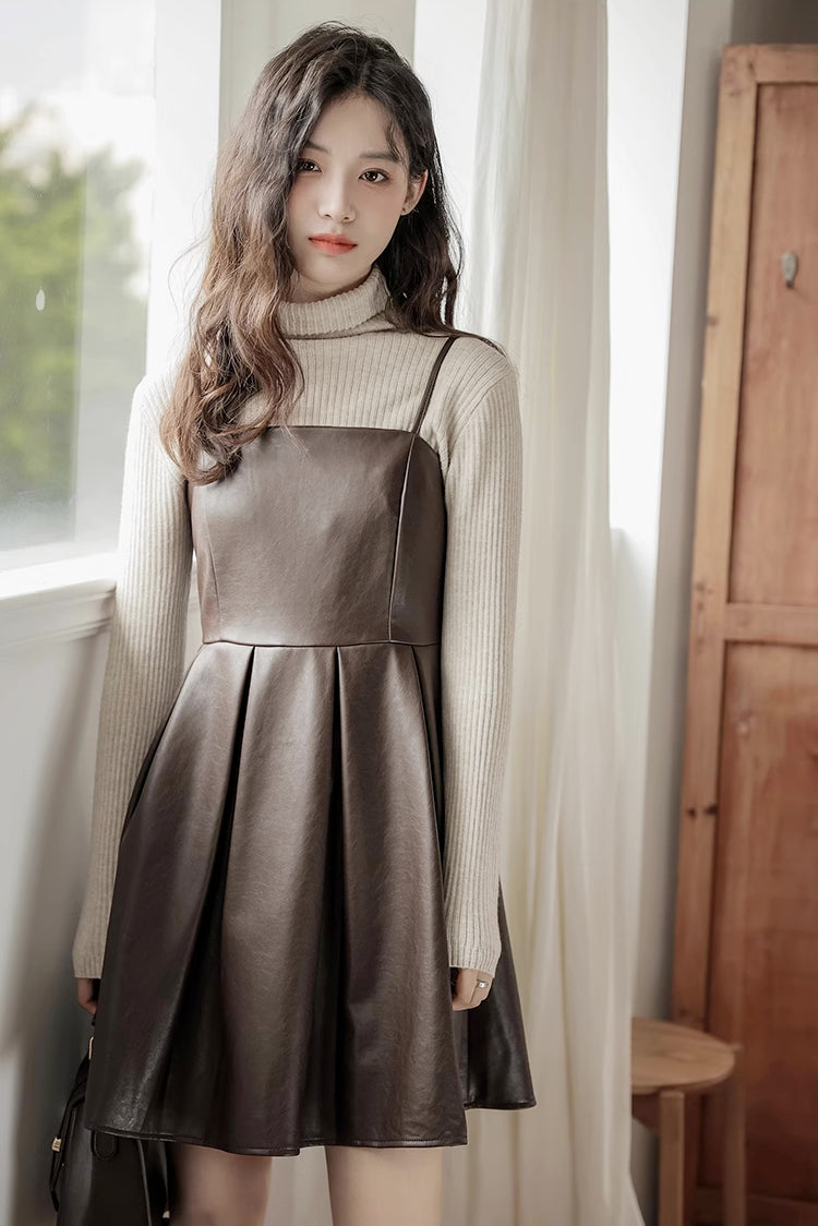 Pleather Mini Cami Dress (2 Colors)