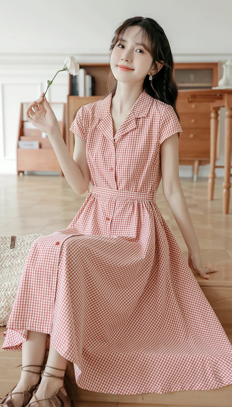 Classic Gingham Shirt Dress (2 Colors)