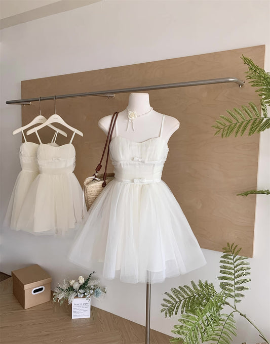 Ballet Tulle Mini Dress (White)