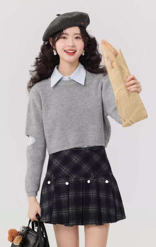 Pom Pom Plaid Mini Skirt (3 Colors)