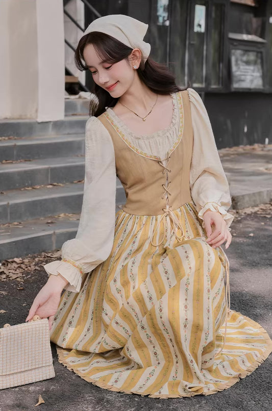 Folklore Faux Two-Piece Corset Dress