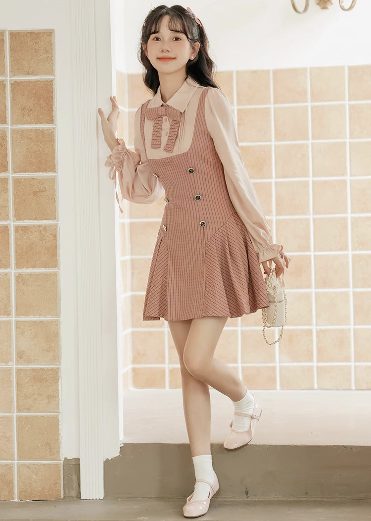 Preppy Stripe Twofer Mini Dress (Pink)