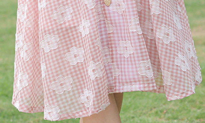 Gingham Daisy Shirt Dress (Pink)
